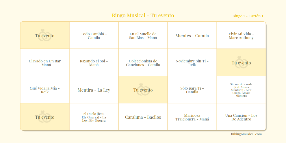 carton de bingo musical